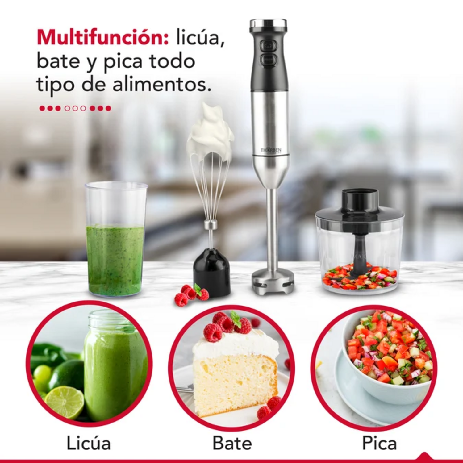 Minipimer Thorben Thor HB 600 Picadora Batidor Vaso 700ml