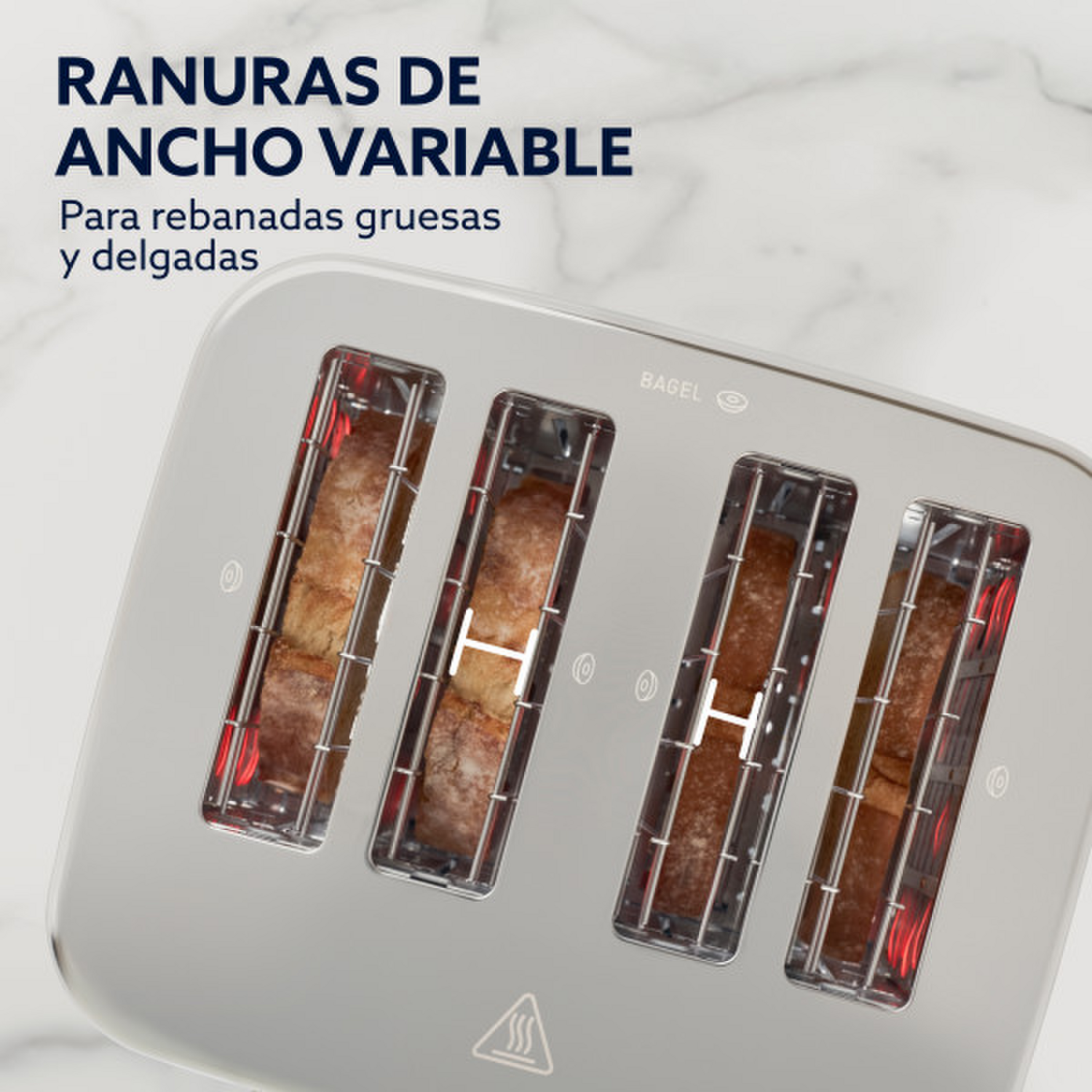 Tostador Oster Premium Beige 4 Rebanadas Luces Bandeja Migas