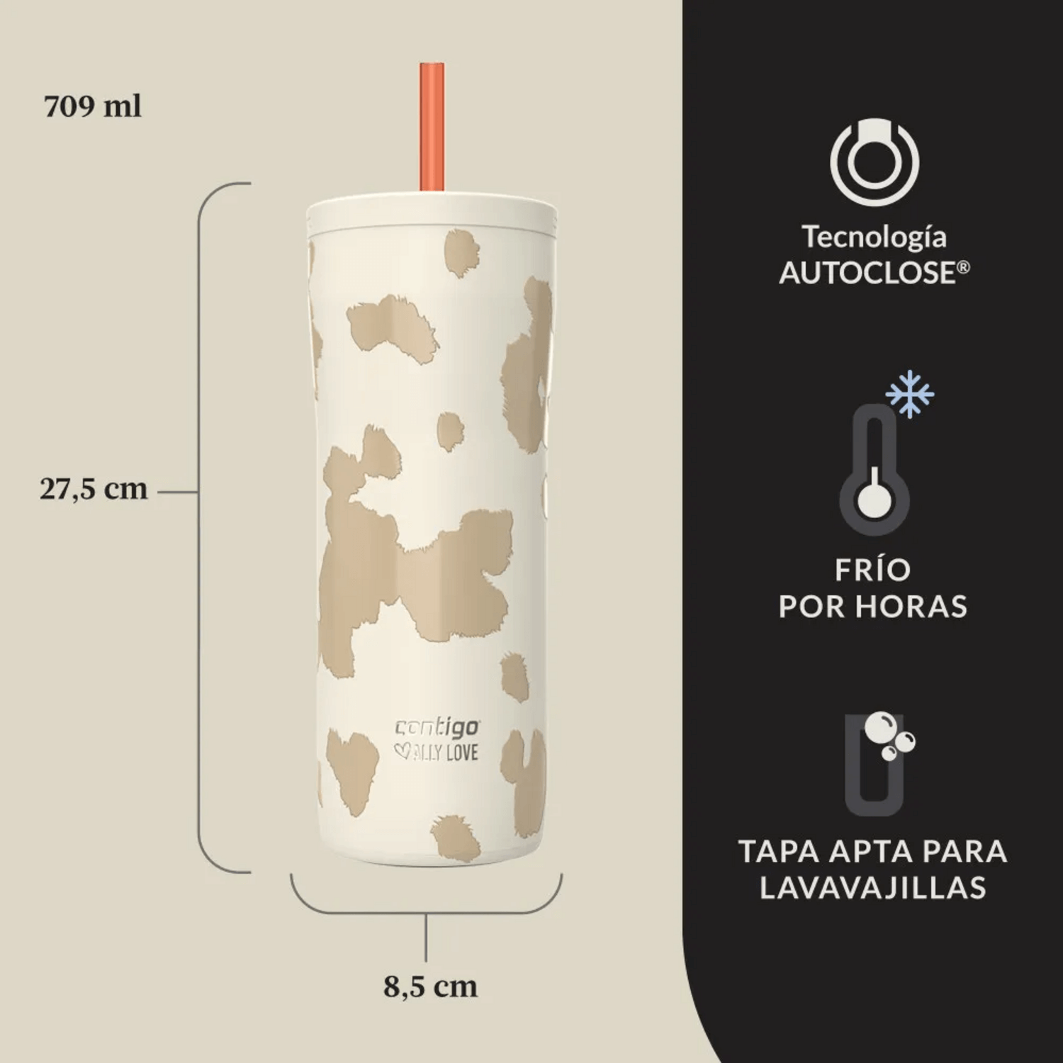 Vaso Termico 20H Frio Contigo Ally Love SV 2 Blanco 709 ml