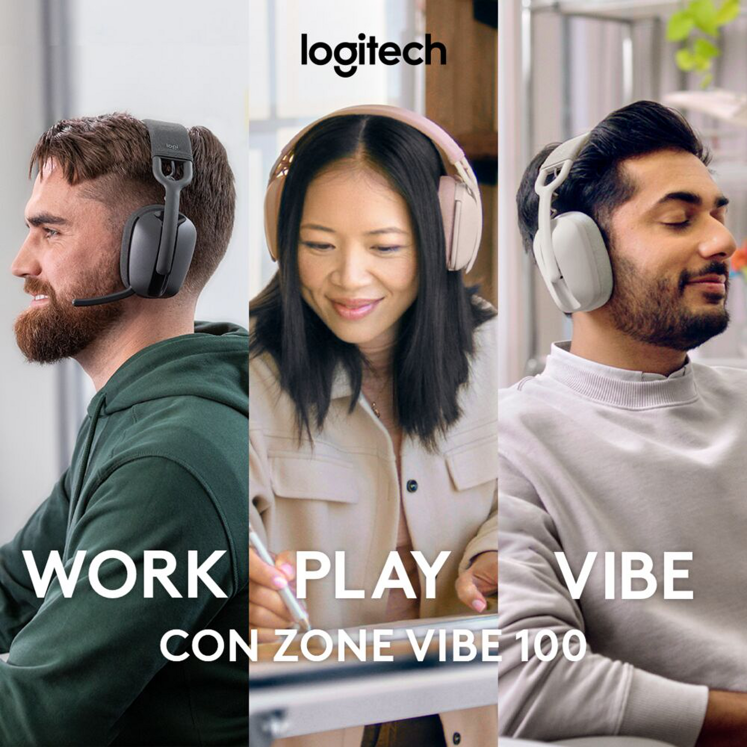 Audifono Logitech Zone Vibe 100 Blanco 981-001218