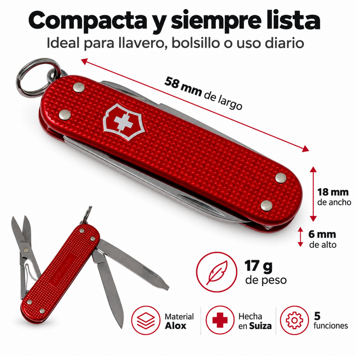 Cortapluma Victorinox Classic Alox Sweet Berry 5 Funciones