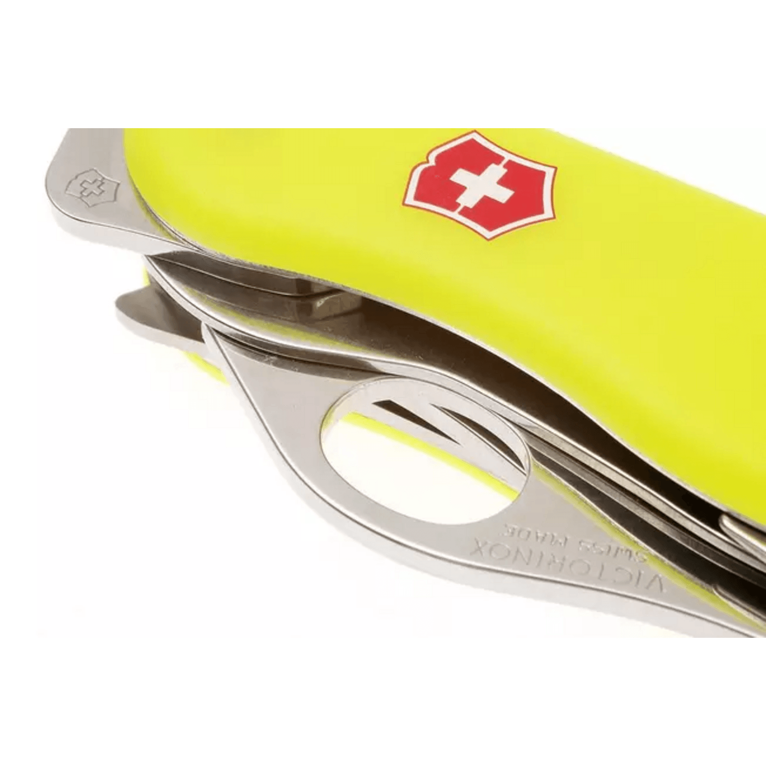 Navaja Cortapluma Victorinox Rescue Tool 111mm Auto Amarilla con mango amarillo y herramientas de rescate.
