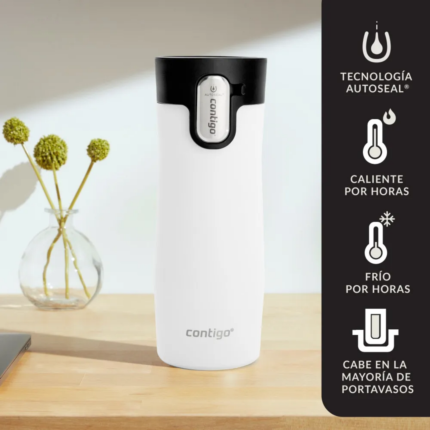 Vaso Mug Termico Contigo WestLoop 2.0 FrioCal Blanco 473 ml